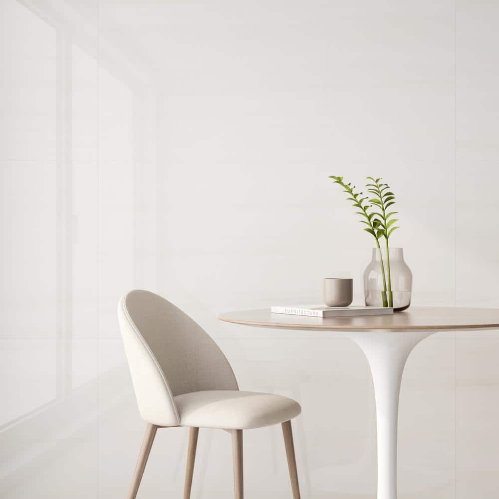 Terius Dolomite Warm White Polished Porcelain Large Format Tile