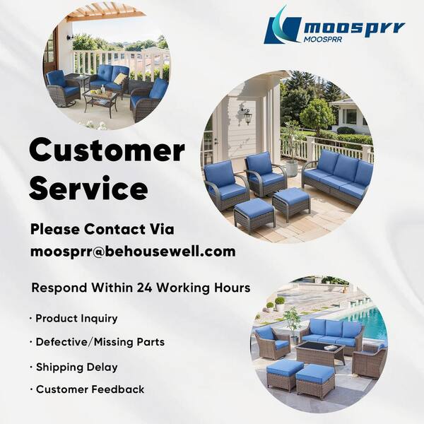 moosprr LunaCurve 6-Piece Brown Wicker Patio Conversation Set with