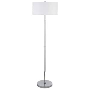 Simone 61.50 in. Matte White and Polished Nickel 2-Bulb Floor Lamp