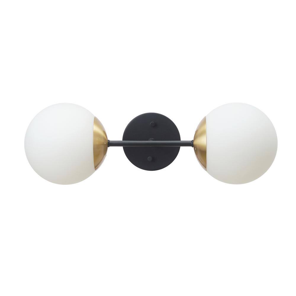 Celestia 2-Light Matte Black Wall Sconce with Antique Brass Socket and Matt