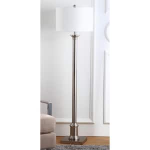 Livia 60 in. Nickel Floor Lamp with Off-White Shade