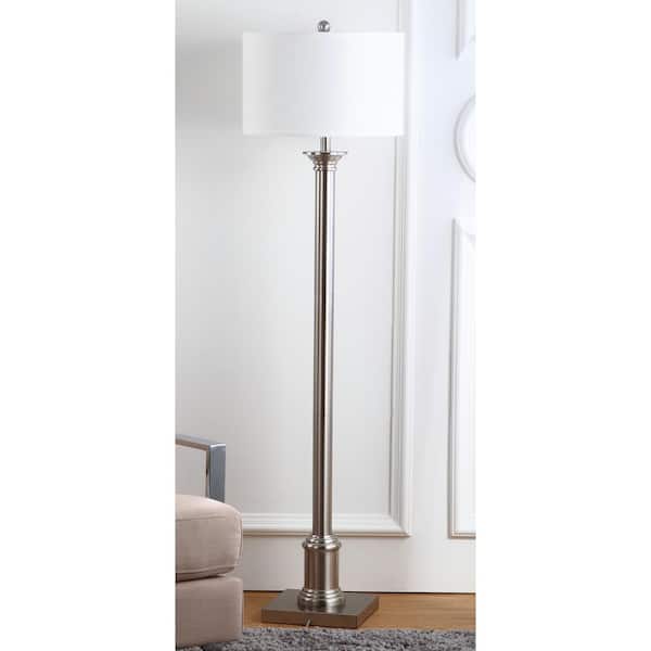 Livia 60 in. Nickel Floor Lamp with Off-White Shade