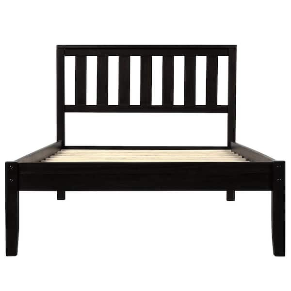 ATHMILE Espresso Twin Size Wood Platform Bed GZ-B2W20221582 - The Home ...