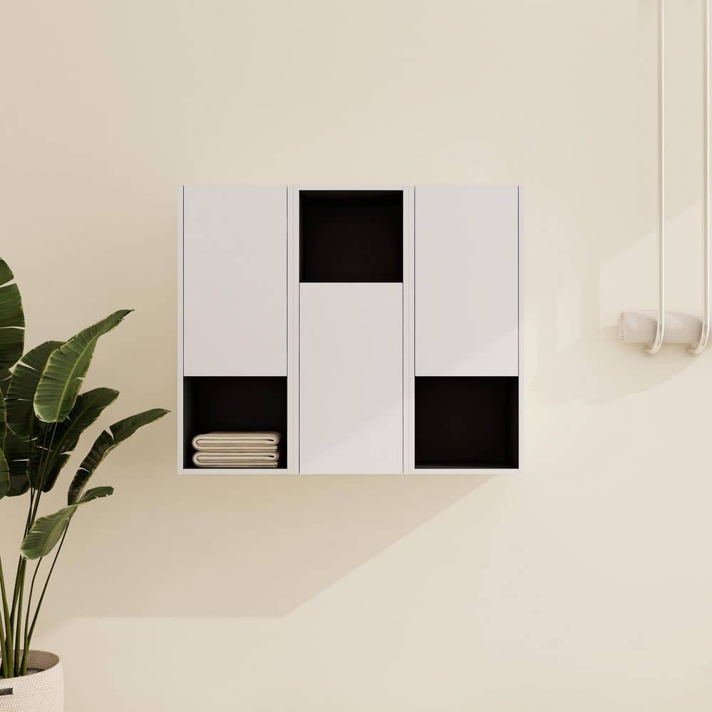 35.43 in. W x 9.81 in. D x 29.5 in. H Bathroom Storage Wall Cabinet in Whit