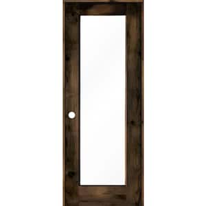 32 in. x 96 in. Rustic Knotty Alder Right-Hand Full-Lite Clear Glass Black Stain Wood Single Prehung Interior Door