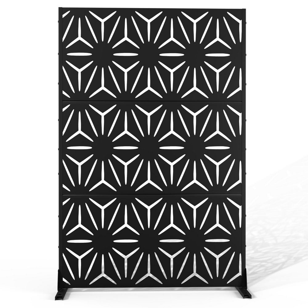 72 in. H x 47 in. W Metal Privacy Screen for Deck Patio Balcony Garden, Freestanding Decorative Privacy Screen, Black price history on PriceWatchPro