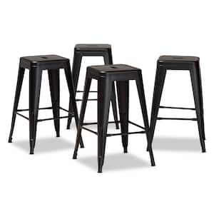 Horton 26 in. Black Backless Metal Counter Height Bar Stool (Set of 4)