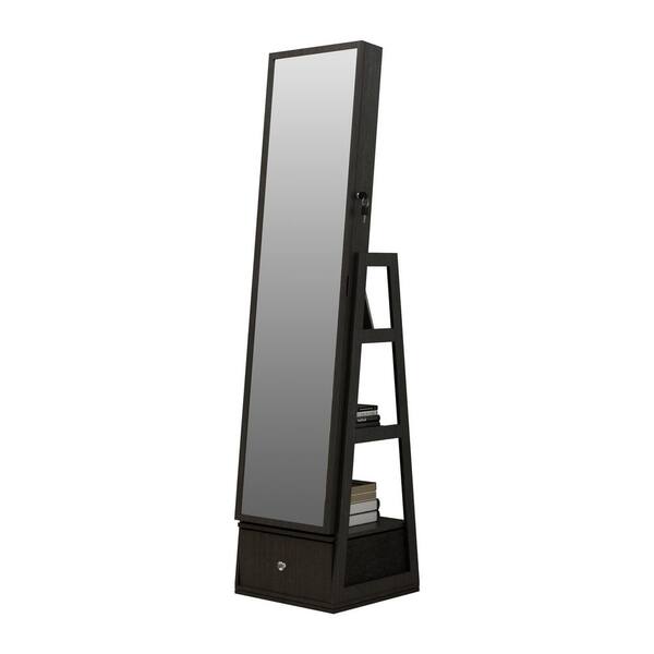 360° Rotating Standing Swivel Jewelry Cabinet Armoire with Length ...