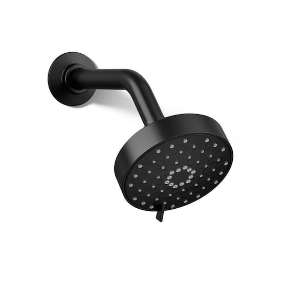KOHLER Awaken G110 3-Spray Patterns 2.5 GPM 4. 3125 in. Wall Mount Fixed Shower Head in Matte Black