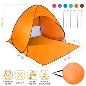 5.41 ft. x 4.92 ft. Pop Up Beach Tent Sun Shade Shelter with Net Window in Orange