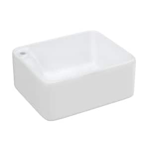 17 in. Topmount Bathroom Sink Basin in White Ceramic