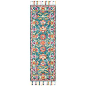 Aspen Turquoise/Purple 2 ft. x 9 ft. Border Runner Rug