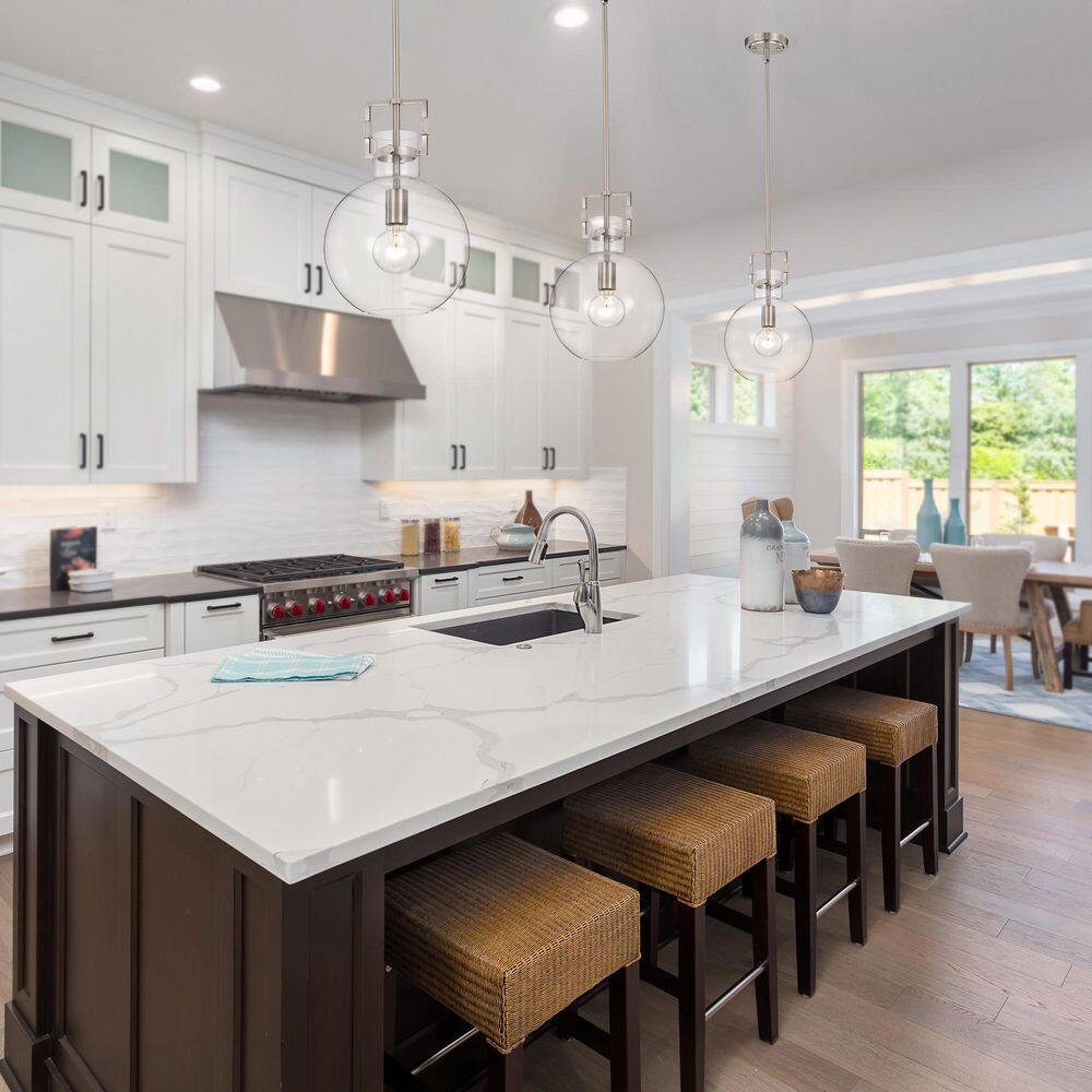 Brushed Nickel 10" Globe Clear Glass Pendant Light