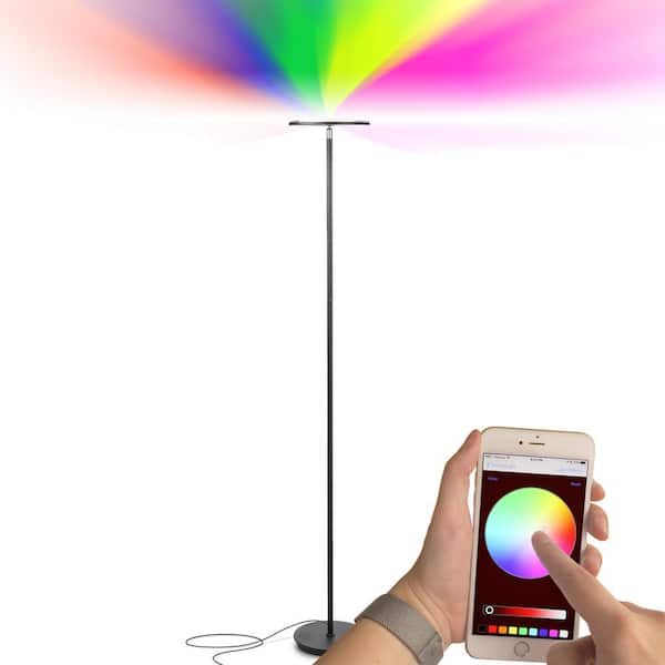 Brightech Sky Colors 69 in. Classic Black Industrial 1-Light Dimmable and Color Temperature Adjustable LED Floor Lamp