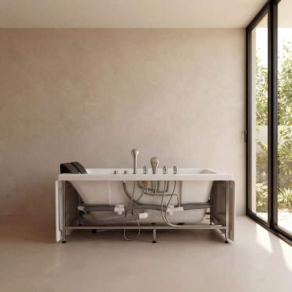 Xspracer 73 in. x 48 in. Acrylic Freestanding Whirlpool Bathtub in
