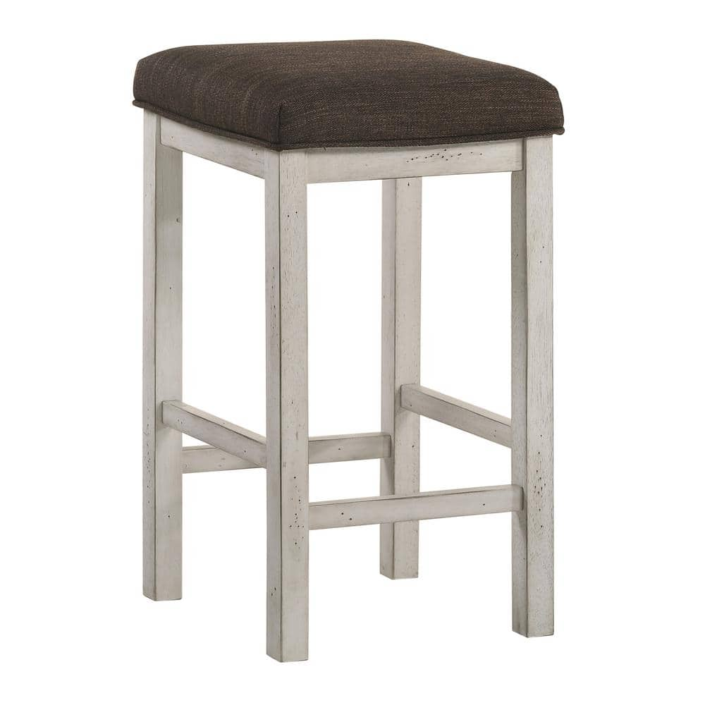 Tryste 26 in. Dark Walnut and Antique White Wood Counter Height Stools (Set of 2) -  Furniture of America, IDF-3168BR-ST