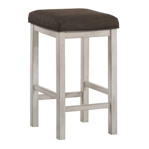 Tryste 26 in. Dark Walnut and Antique White Wood Counter Height Stools (Set of 2)