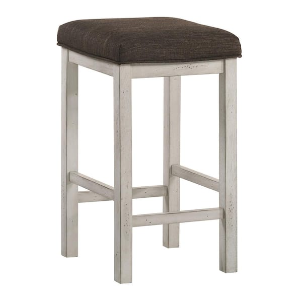 Furniture of America Tryste 26 in. Dark Walnut and Antique White Wood Counter Height Stools (Set of 2)