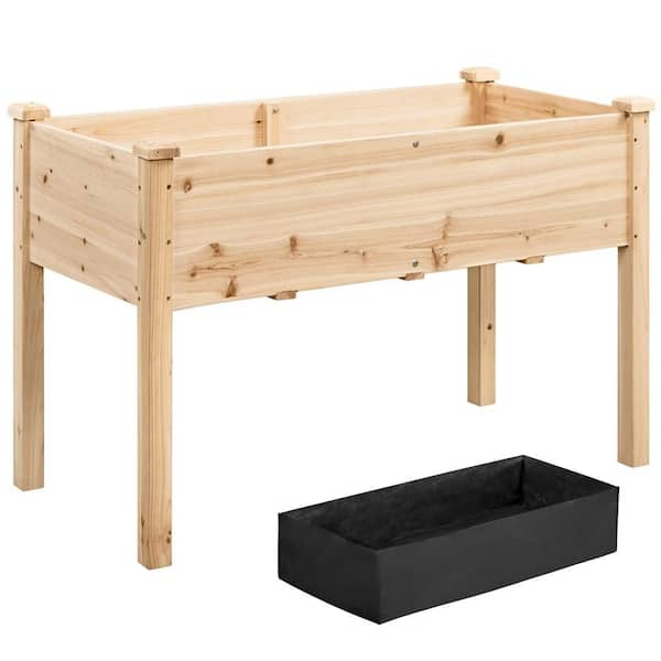 48 in. L x 24 in. W x 30 in. H Natural Wood Elevated Rectangle Garden for Backyard