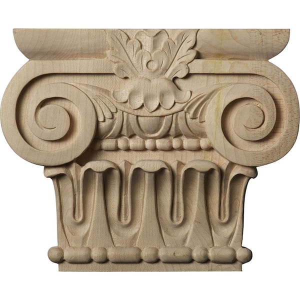 Ekena Millwork 2 in. x 7 in. x 5-5/8 in. Unfinished Wood Alder Small Bradford Roman Ionic Capital