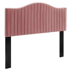 Brielle Red Dusty Rose Queen/Full Headboard with Channel Tufted Perfomance Velvet