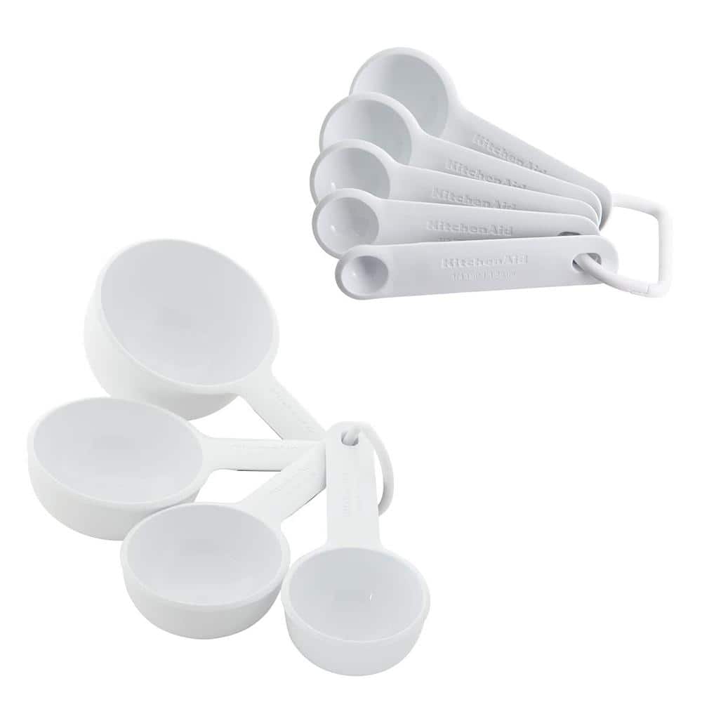 Universal 9-Piece White Measuring Cup Set with Grip Handles