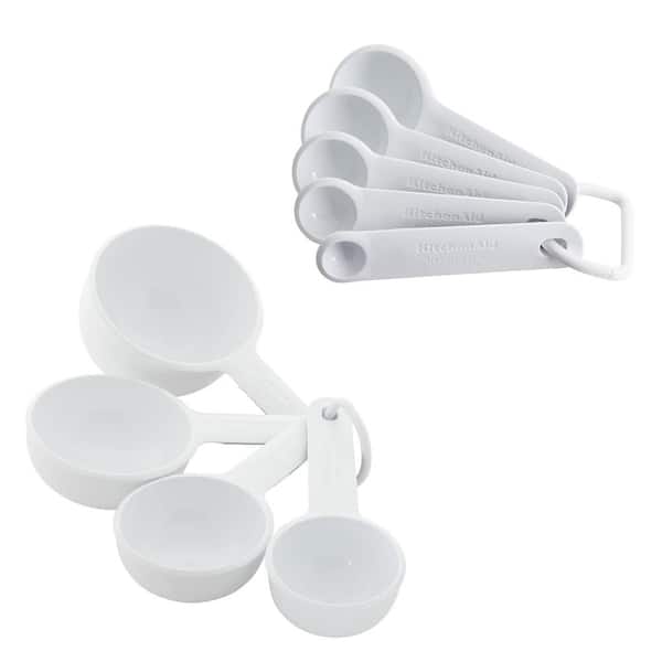 Adrinfly Universal 9-Piece White Measuring Cup Set with Grip Handles