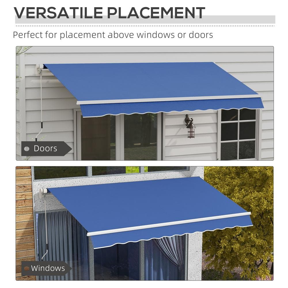 Outsunny 12' x 10' Dark Blue Retractable Patio Awning