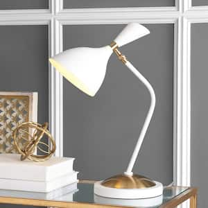 Albert 21.5 in. White/Gold Iron Retro Mid-Century LED Table Lamp