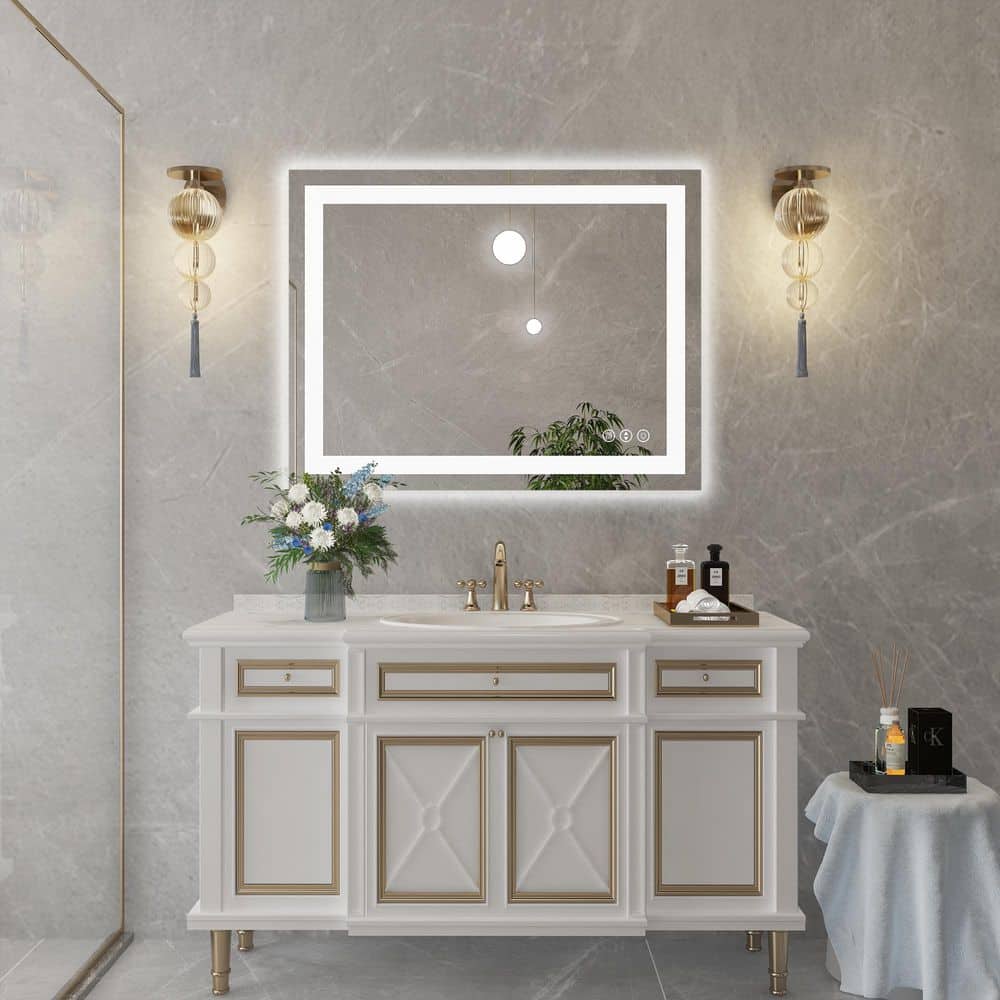 Klajowp 36 in. W x 28 in. H Rectangular Tempered Glass Frameless
