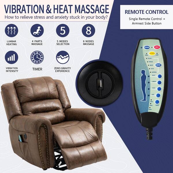 42.5'' Wide Faux Leather Power Lift Assist Massage Recliner Heating &  Vibration