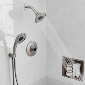 2-Spray 5 in. Digital Display Dual Shower Head Wall Mount Handheld Shower Head in Brushed Nickel (Valve Included)