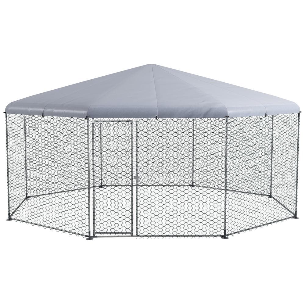 17' x 15.7' x 9' Metal Chicken Coop Chicken Run with Waterproof and Anti-UV Cover, Walk-in Poultry Cage Hen House price history on PriceWatchPro