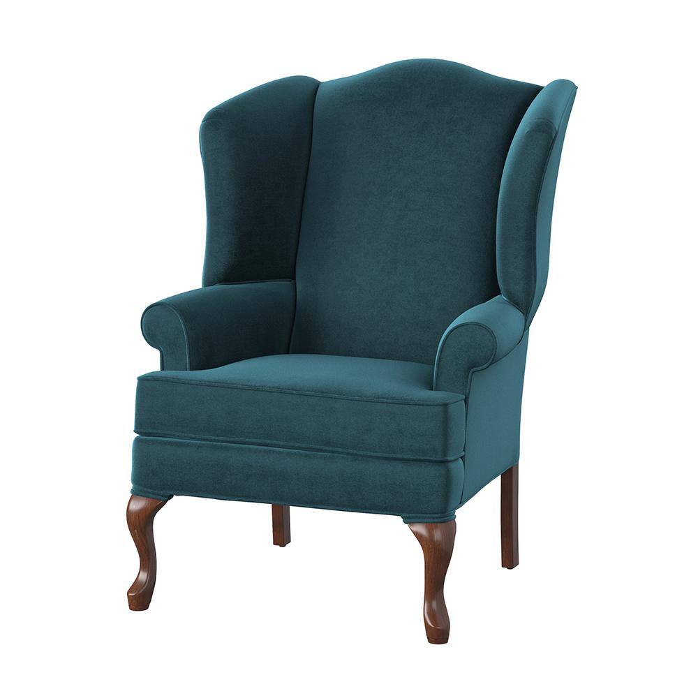 Elizabeth Ocean Blue Velvet-Feel Microfiber Wingback Chair