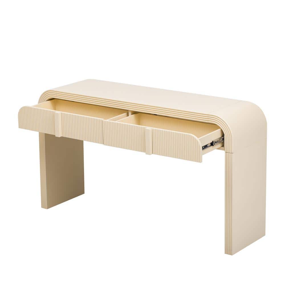 55 in. W x 14.9 in. D x 31.4 in. H Bathroom Beige Linen Cabinet