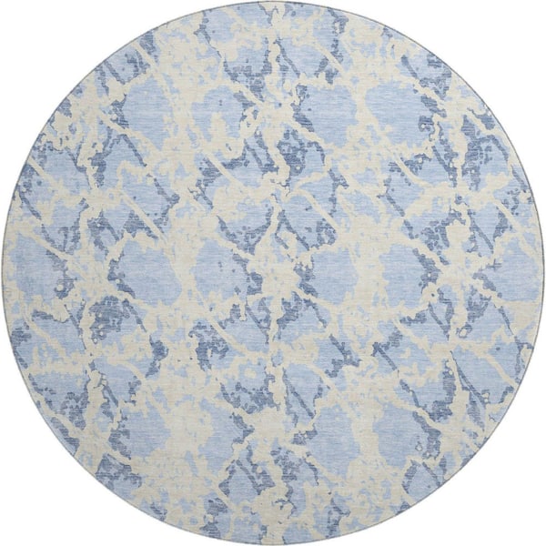 Addison Rugs Mayfield Premium Machine Washable Abstract AMF969 Sky 8 ft. x 8 ft. Round Rug