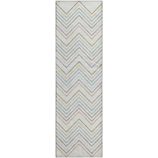 Mayfield Premium Machine Washable Abstract AMF2392 Seaside 2 ft. x 7 ft. Runner Rug