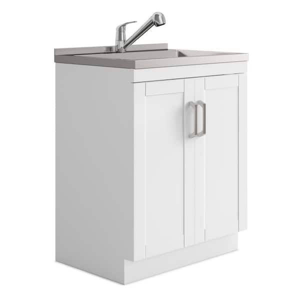 Kyle All-In-One 28 in. Utility Laundry Sink with Cabinet in Pure White Drop-In