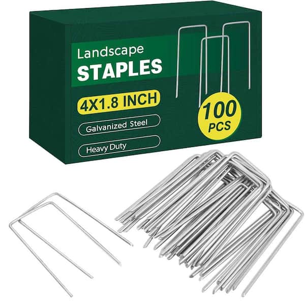 4 in. Galvanized Steel U-Type Heavy Duty Landscape Staples, 100-Pack