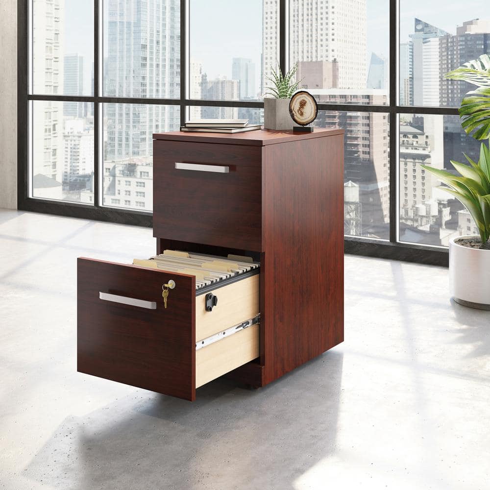 Classic Cherry 2-Drawer Mobile Lockable Pedestal File Cabinet