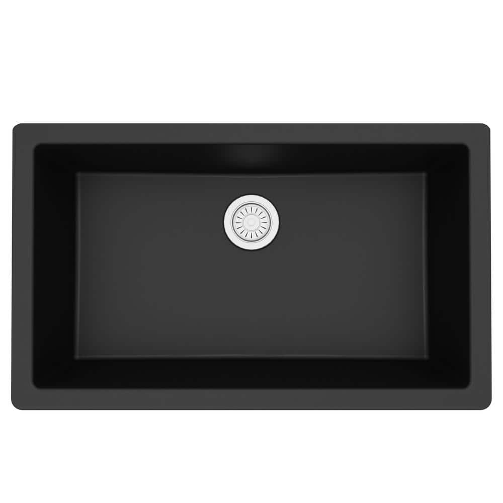 Black Quartz Composite Large Single Bowl Undermount Kitchen Sink