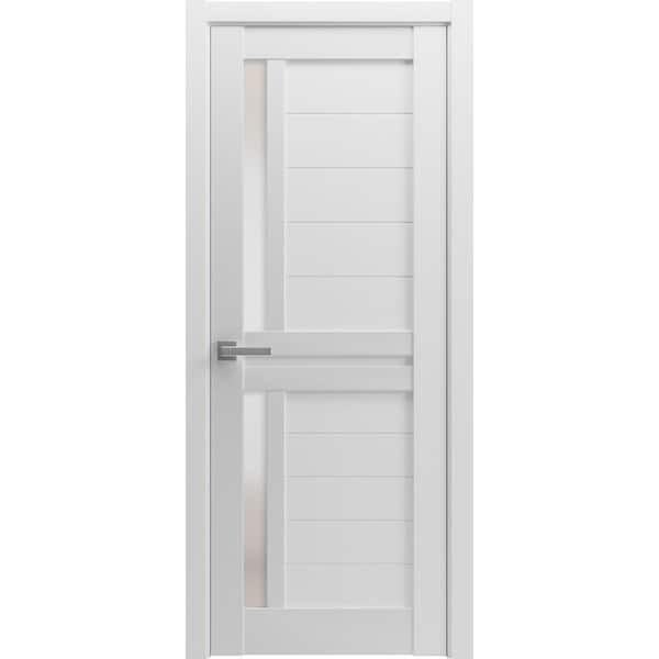 7288 32 in. x 80 in. Right-Hand/Inswing Solid Frosted Glass White Single Prehung Interior Door with Hardware