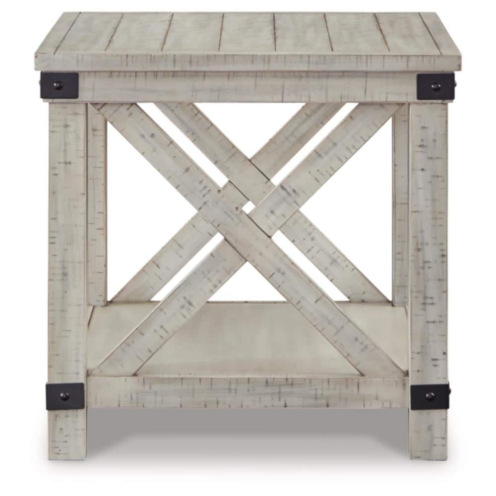 Carynhurst Contemporary White Wood Rectangular End Table with Storage