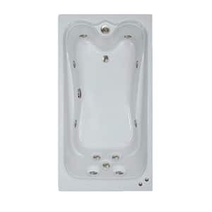 Premium 72 in. Acrylic Reversible Drain Rectangular Alcove Whirlpool Bathtub in Bone