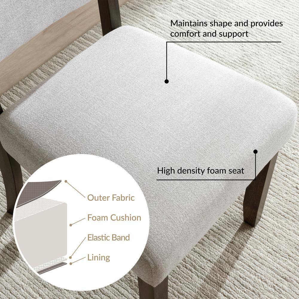 Heather Gray Upholstered Linen Side Chair with Wood Legs, Set of 2