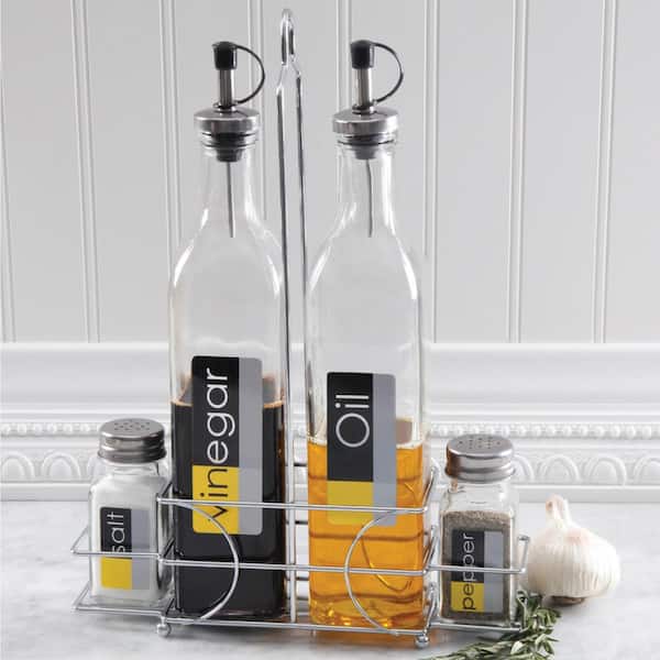 General Store 4-Piece Condiment Set with Wire Caddy