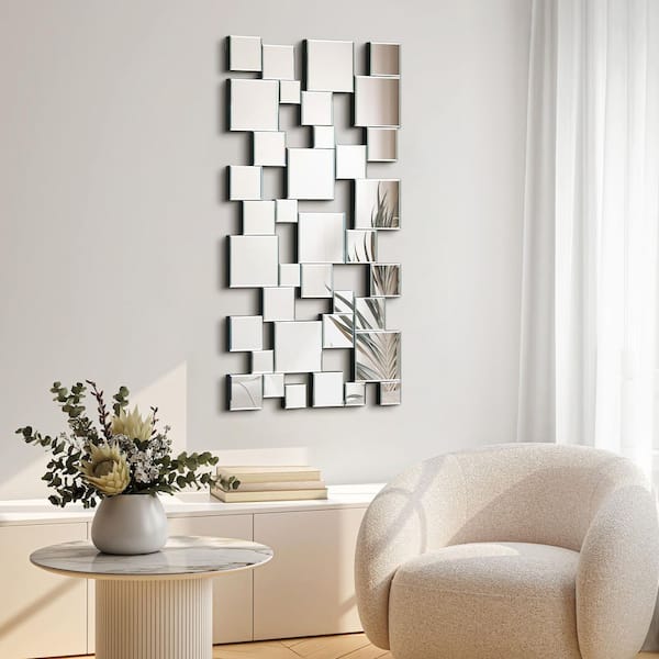 Medium Irregular Beveled Glass Mirror (24 in. H x 48 in. W)