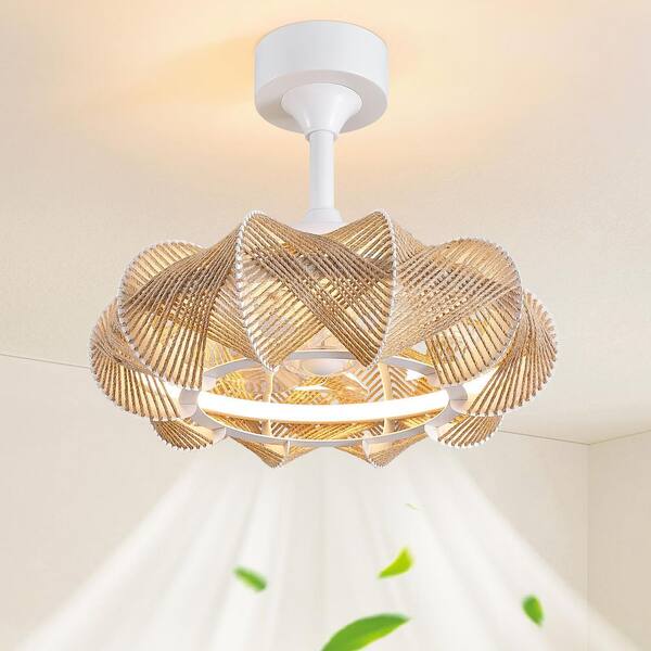 Fan Ger Rpe WDETR 20 in. Beige Jute Rope Low Profile Downrod Standard Ceiling Fan ...