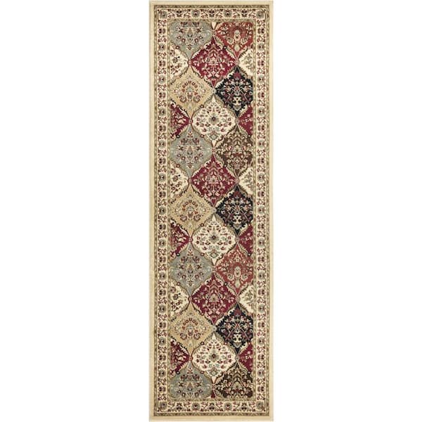 Concord Global Trading Ankara Bakhtiar Ivory 2 ft. x 7 ft. Runner Rug