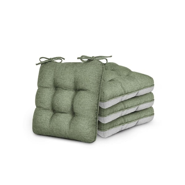 16 in. x 16 in. Outdoor Dining Chair Memory Foam Chair Cushions Set of 4, Green